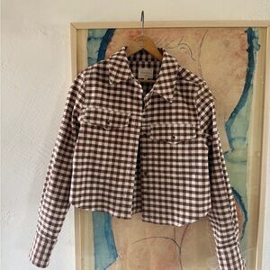 Sezane Plaid Brown Maelle Shirt Jacket